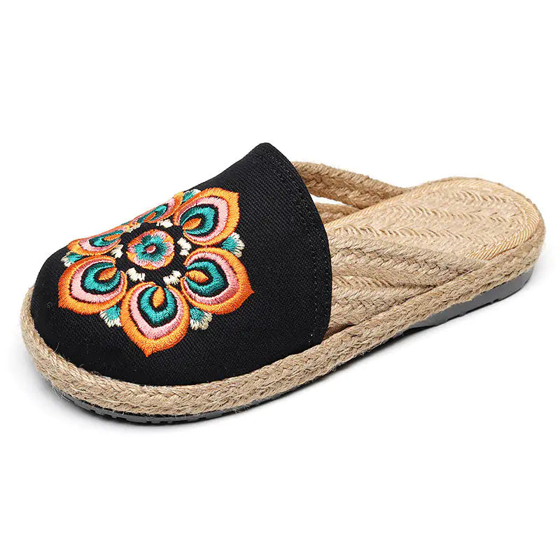 Comfy Embroidery Garden Slippers