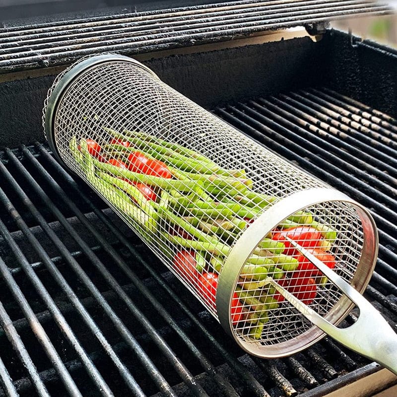 Cylinder Grill Basket BBQ MADE EASY - Eat Your Veggies Grilled!