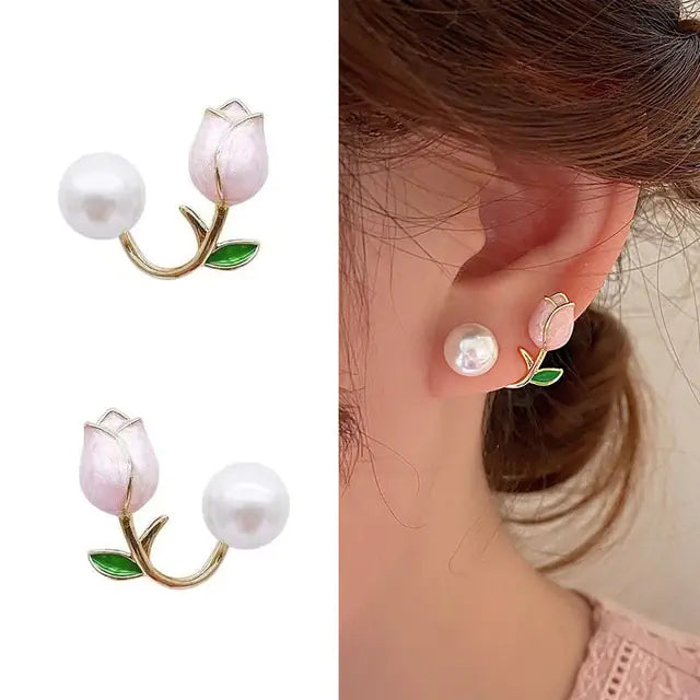 Pink Tulip Flower Earrings 2025 Trend