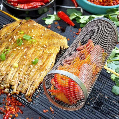 Cylinder Grill Basket BBQ MADE EASY - Eat Your Veggies Grilled!