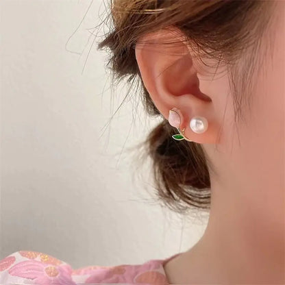 Pink Tulip Flower Earrings 2025 Trend