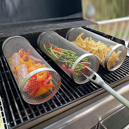 Cylinder Grill Basket BBQ MADE EASY - Eat Your Veggies Grilled!