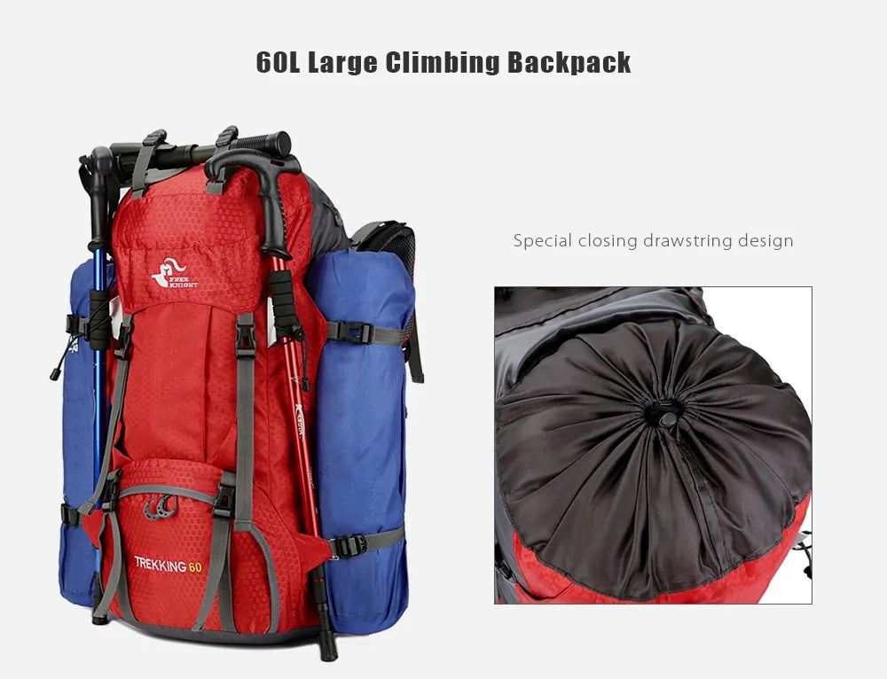 60L Outdoor Backpack Camping Bag with Rain Cover