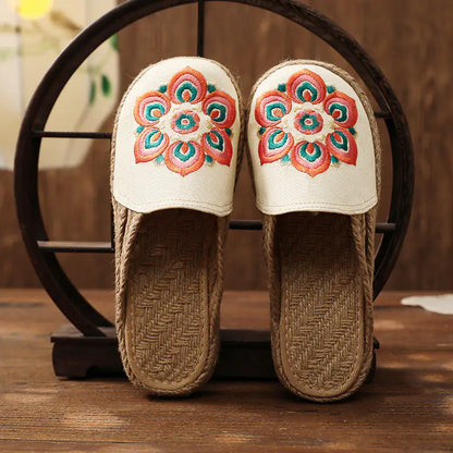 Comfy Embroidery Garden Slippers