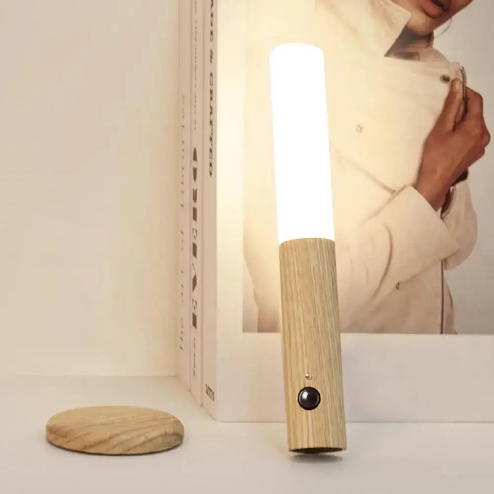 Rechargeable Wooden LED Night Light for Home Mobile Lights Out Help