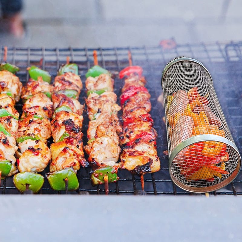 Cylinder Grill Basket BBQ MADE EASY - Eat Your Veggies Grilled!