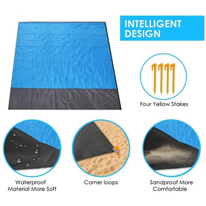 Waterproof Pocket Beach Blanket: Portable 2x2.1m Camping Mat