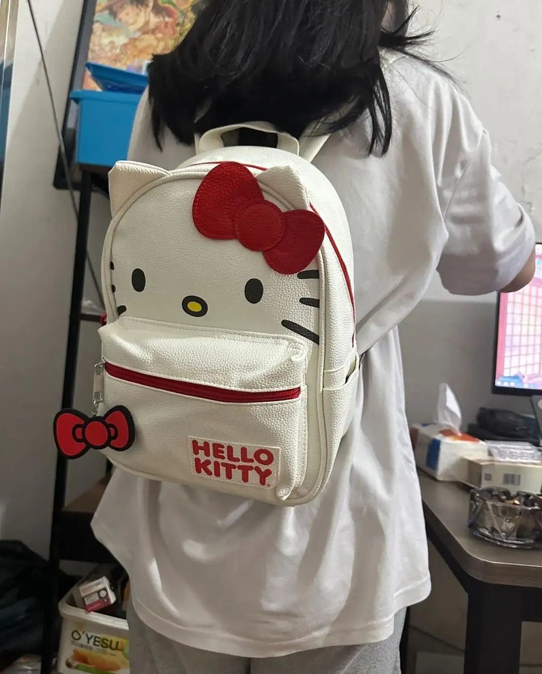 Red White Bow Backpack Bag Hello Kitty Back to School